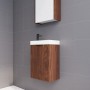 Vienna Brown oak Fluted Wall Hung Mini Vanity 450